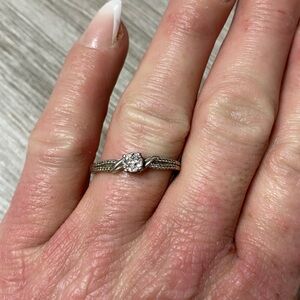 Sterling Silver Cluster Promise Ring Open Back Adjustable Twisted Band Dainty